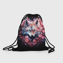 Рюкзак-мешок Белый романтичный волк, цвет: 3D-принт