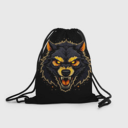 Рюкзак-мешок Волк чёрный хищник, цвет: 3D-принт