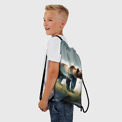 Рюкзак-мешок Минималистичный пейзаж с медведем акварель, цвет: 3D-принт — фото 2