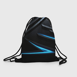 Рюкзак-мешок Черный и синий фон с абстракцией, цвет: 3D-принт