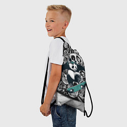 Рюкзак-мешок Скейтбордист панда на фоне граффити, цвет: 3D-принт — фото 2