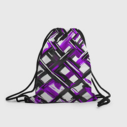 Рюкзак-мешок Фиолетовые и чёрные мазки, цвет: 3D-принт