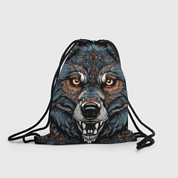 Рюкзак-мешок Дикий волк с узорами, цвет: 3D-принт