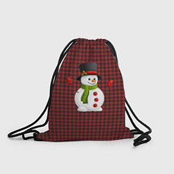 Рюкзак-мешок Радостный снеговик машет руками, цвет: 3D-принт