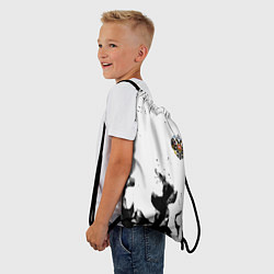 Рюкзак-мешок Герб РФ огненный стиль чернобелый, цвет: 3D-принт — фото 2