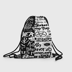 Рюкзак-мешок Логотипы лучших групп черно белый, цвет: 3D-принт