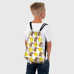 Рюкзак-мешок Капибара с желтой уткой, цвет: 3D-принт — фото 2
