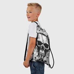 Рюкзак-мешок Череп в стиле гранж на фоне узора, цвет: 3D-принт — фото 2