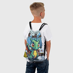 Рюкзак-мешок Зеленый милый дракоша, цвет: 3D-принт — фото 2