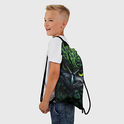 Рюкзак-мешок Зеленая фэнтази сова, цвет: 3D-принт — фото 2