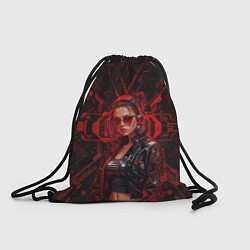 Рюкзак-мешок Девушка в красных наушниках, цвет: 3D-принт