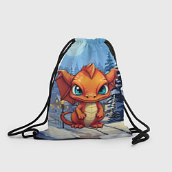 Рюкзак-мешок Новогодний оранжевый дракон, цвет: 3D-принт