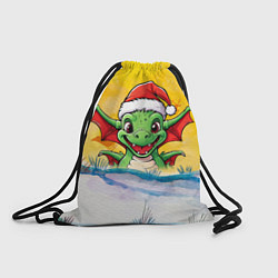 Рюкзак-мешок Веселый дракон зеленый 2024, цвет: 3D-принт
