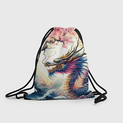 Рюкзак-мешок Japanese dragon and sakura - engraving, цвет: 3D-принт