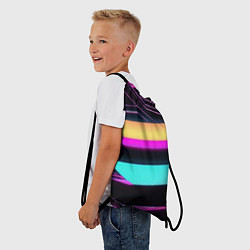 Рюкзак-мешок Косые полосы неона, цвет: 3D-принт — фото 2