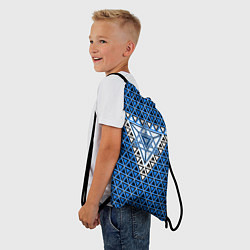 Рюкзак-мешок Синие и чёрные треугольники, цвет: 3D-принт — фото 2