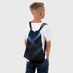 Рюкзак-мешок Черный абстрактный фон и синие неоновые вставки, цвет: 3D-принт — фото 2