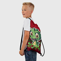 Рюкзак-мешок Маленький зеленый новогодний дракон, цвет: 3D-принт — фото 2