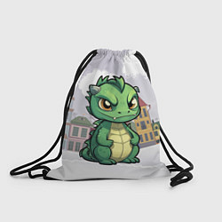 Рюкзак-мешок Зеленый дракон на снежном фоне, цвет: 3D-принт