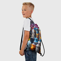 Рюкзак-мешок Баллончики с краской - граффити, цвет: 3D-принт — фото 2