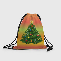 Рюкзак-мешок Ёлка новогодняя украшенная на ярком разноцветном ф, цвет: 3D-принт