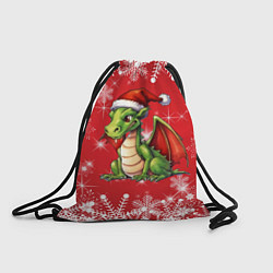 Рюкзак-мешок Милый маленький новогодний дракон в новогодней шап, цвет: 3D-принт