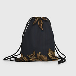 Рюкзак-мешок Золотые объемные листья на черном, цвет: 3D-принт