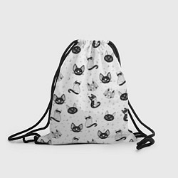 Рюкзак-мешок Черно-белые магические котики - паттерн, цвет: 3D-принт