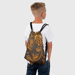 Рюкзак-мешок Лепнина золотые узоры на черном, цвет: 3D-принт — фото 2