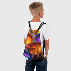 Рюкзак-мешок Неоновые светящиеся грибы, цвет: 3D-принт — фото 2