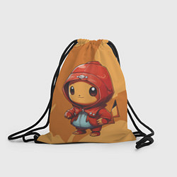Рюкзак-мешок Забавный пикачу в красном плаще, цвет: 3D-принт