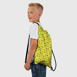 Рюкзак-мешок Сердечки на салатовом фоне, цвет: 3D-принт — фото 2