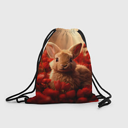 Рюкзак-мешок Влюбленный кролик в розах, цвет: 3D-принт
