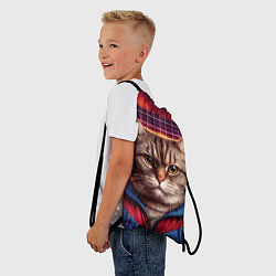 Рюкзак-мешок Полосатый кот в спортивном костюме, цвет: 3D-принт — фото 2