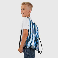 Рюкзак-мешок Синие неоновые полосы на чёрном фоне, цвет: 3D-принт — фото 2
