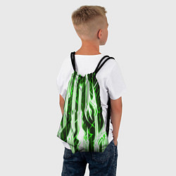 Рюкзак-мешок Зелёные неоновые полосы на чёрном фоне, цвет: 3D-принт — фото 2