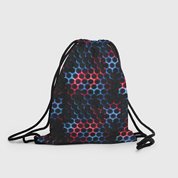 Рюкзак-мешок Неоновая стальная броня красный и синий, цвет: 3D-принт