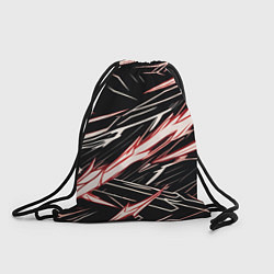 Рюкзак-мешок Красные и белые полосы на чёрном фоне, цвет: 3D-принт