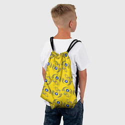 Рюкзак-мешок Узор - цветы гжель на желтом фоне, цвет: 3D-принт — фото 2