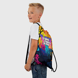 Рюкзак-мешок GTA 6 logo яркий неоновый камуфляжный стиль, цвет: 3D-принт — фото 2