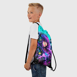 Рюкзак-мешок Киберпанк Аниме девушка, цвет: 3D-принт — фото 2