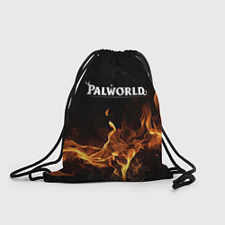 Рюкзак-мешок Palworld логотип на черном фоне с огнем, цвет: 3D-принт
