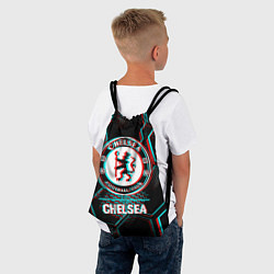 Рюкзак-мешок Chelsea FC в стиле glitch на темном фоне, цвет: 3D-принт — фото 2