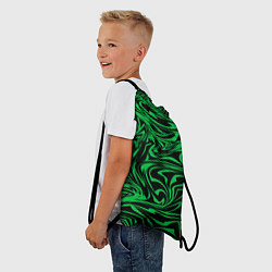 Рюкзак-мешок Узор на черном фоне с ярким зеленым абстрактным ди, цвет: 3D-принт — фото 2