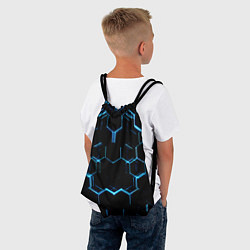 Рюкзак-мешок Киберпанк неон синий, цвет: 3D-принт — фото 2