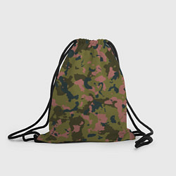 Рюкзак-мешок Камуфляжный паттерн зеленый с розовыми пятнами, цвет: 3D-принт