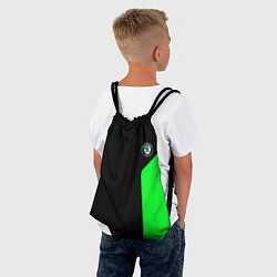 Рюкзак-мешок Skoda pattern sport green, цвет: 3D-принт — фото 2