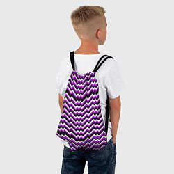 Рюкзак-мешок Фиолетовые и белые ломаные линии, цвет: 3D-принт — фото 2