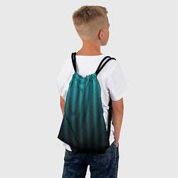 Рюкзак-мешок Градиент полосатый чёрно-бирюзовый, цвет: 3D-принт — фото 2