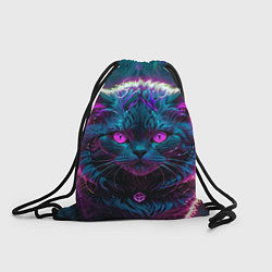 Рюкзак-мешок Кот киберпанк с розовыми глазами, цвет: 3D-принт